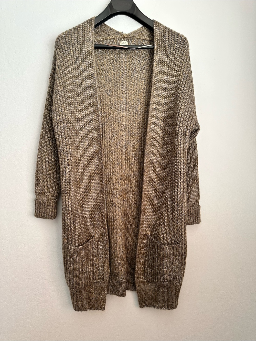 O'Neill Open-Front Longline Cardigan in Taupe Mix